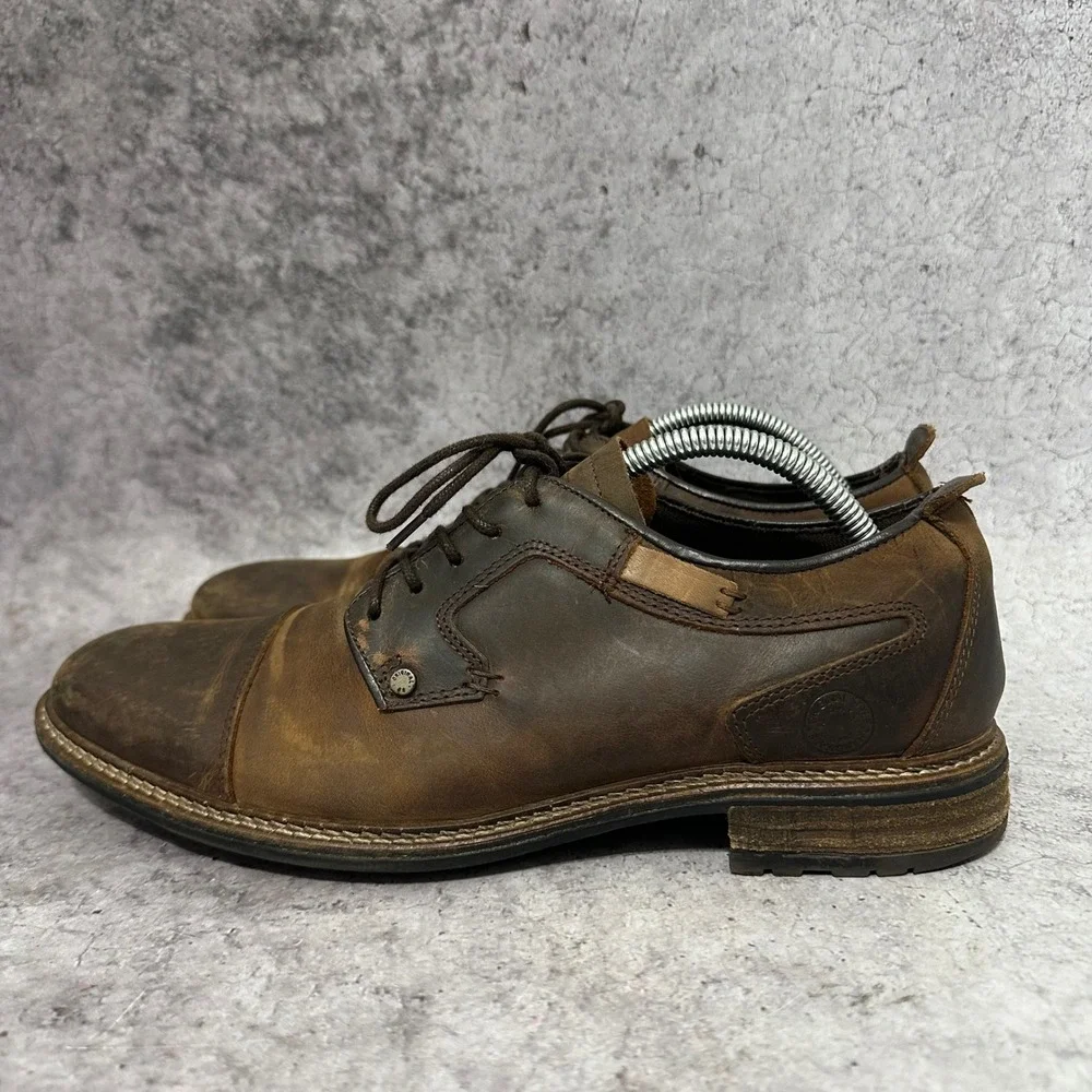 Bull Boxer Tapyn Oxford Mens Size 10 Brown Leather Cap Toe Distressed Lace Up